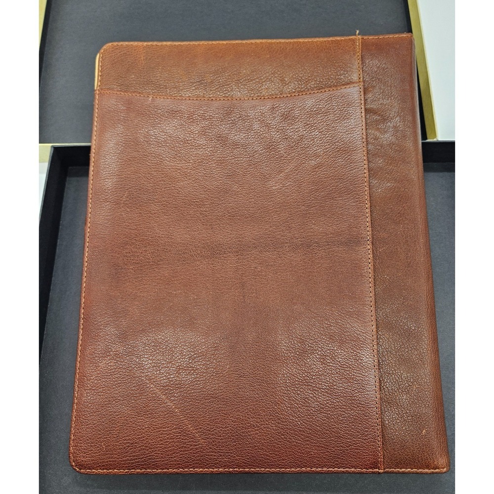 Johnston & Murphy J&M 1850 Brown Leather Portfolio Padfolio Organizer Striped - Picture 11 of 16